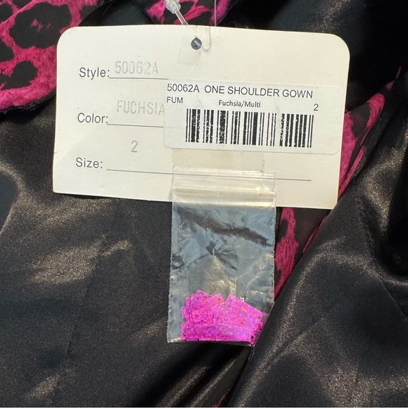 Cassandra Stone by Mac Duggal One-Shoulder Gown 2 Fuchsia Leopard Print Beaded - Picture 15 of 16